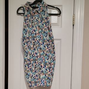 Anthropologie Sleeveless Floral Mini Dress in Blue, Pink, Green